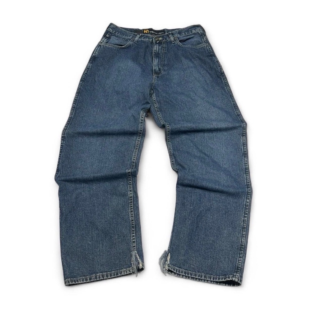 Nautica Jeans Co Mens 34x32 Blue Denim Relaxed Straight Leg Pants VDR TR1